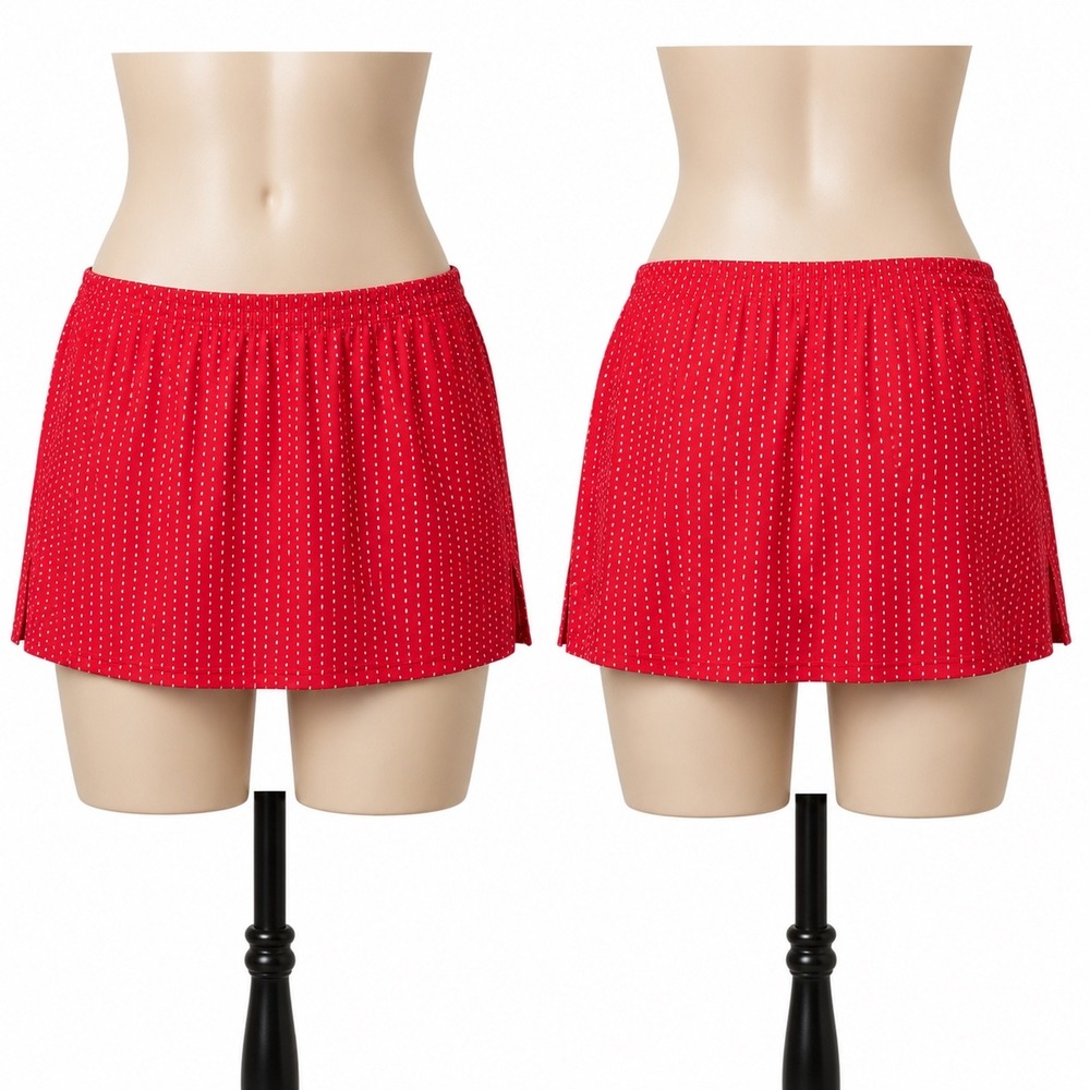 Swim by Cacique Womens Coral White Micro Dot‎ High Waist Swim Skirt Size 20 - Picture 1 of 11